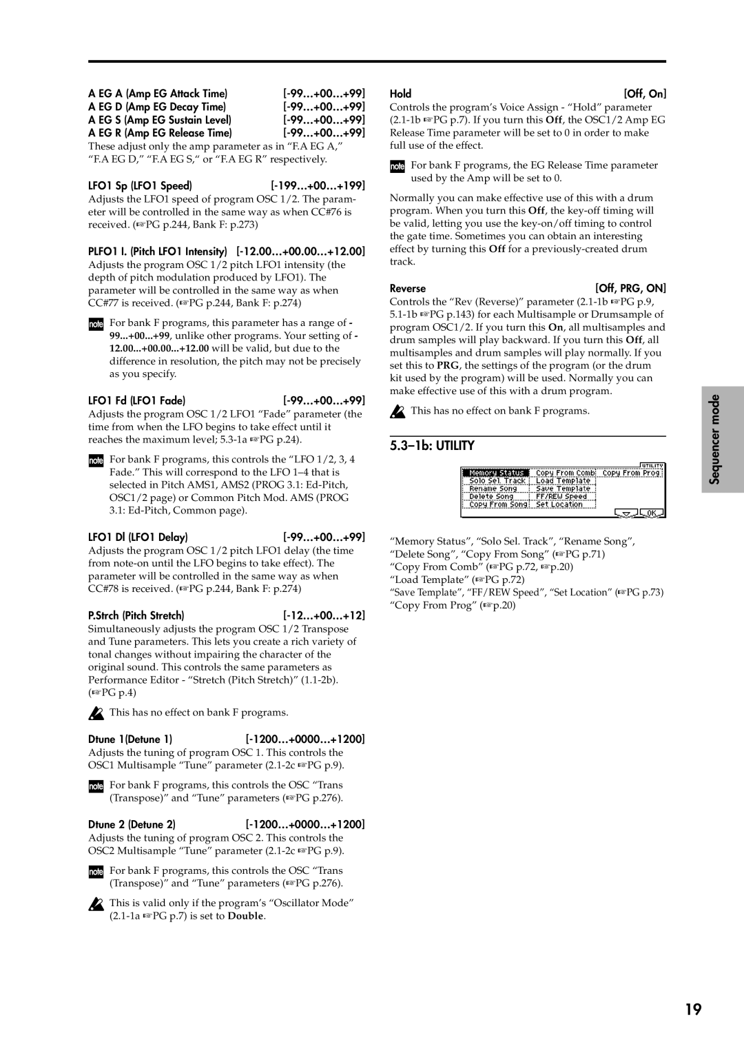 Korg 2 manual 1b Utility, Sequencer mode 