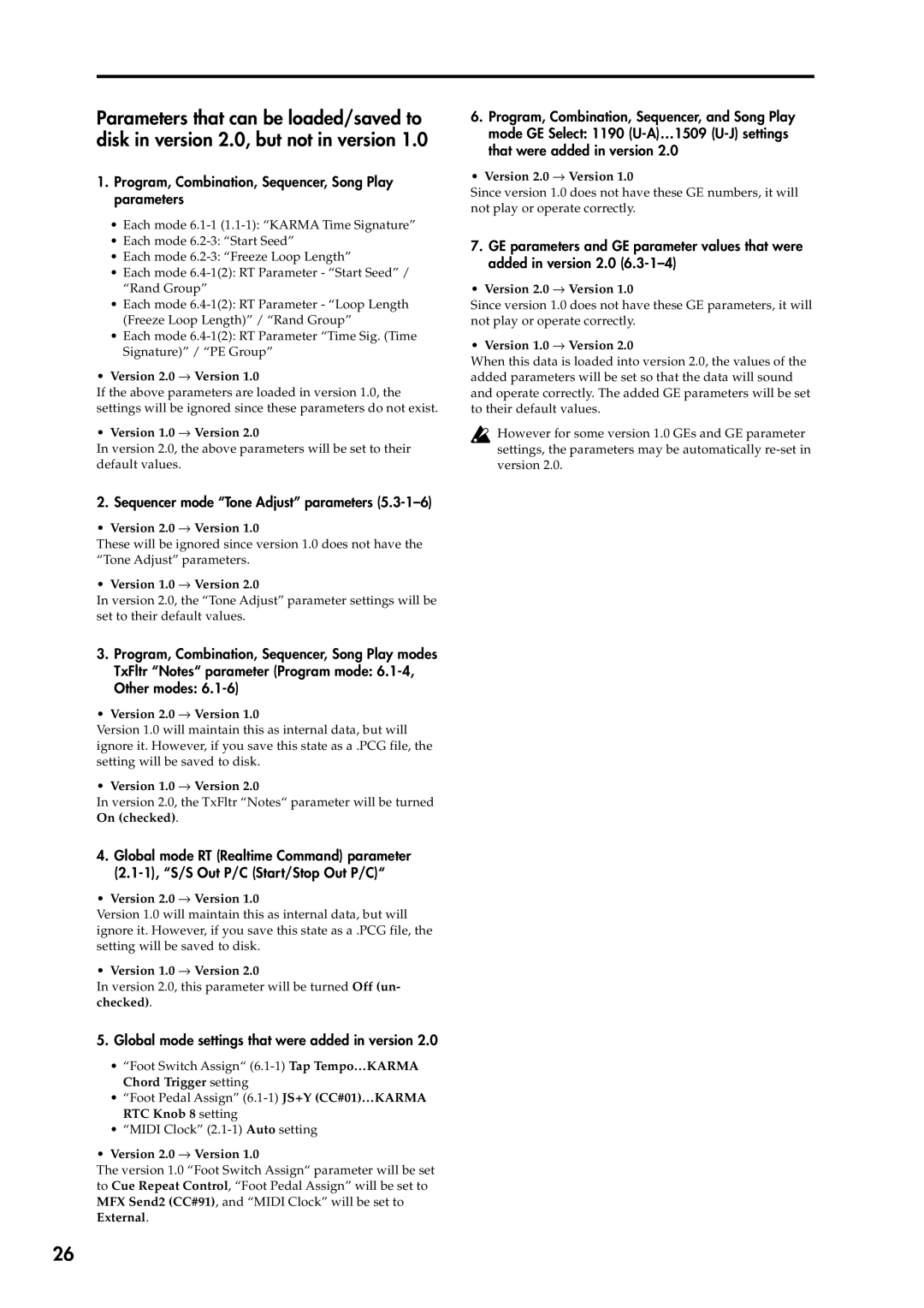 Korg 2 manual Program, Combination, Sequencer, Song Play parameters, Sequencer mode Tone Adjust parameters 