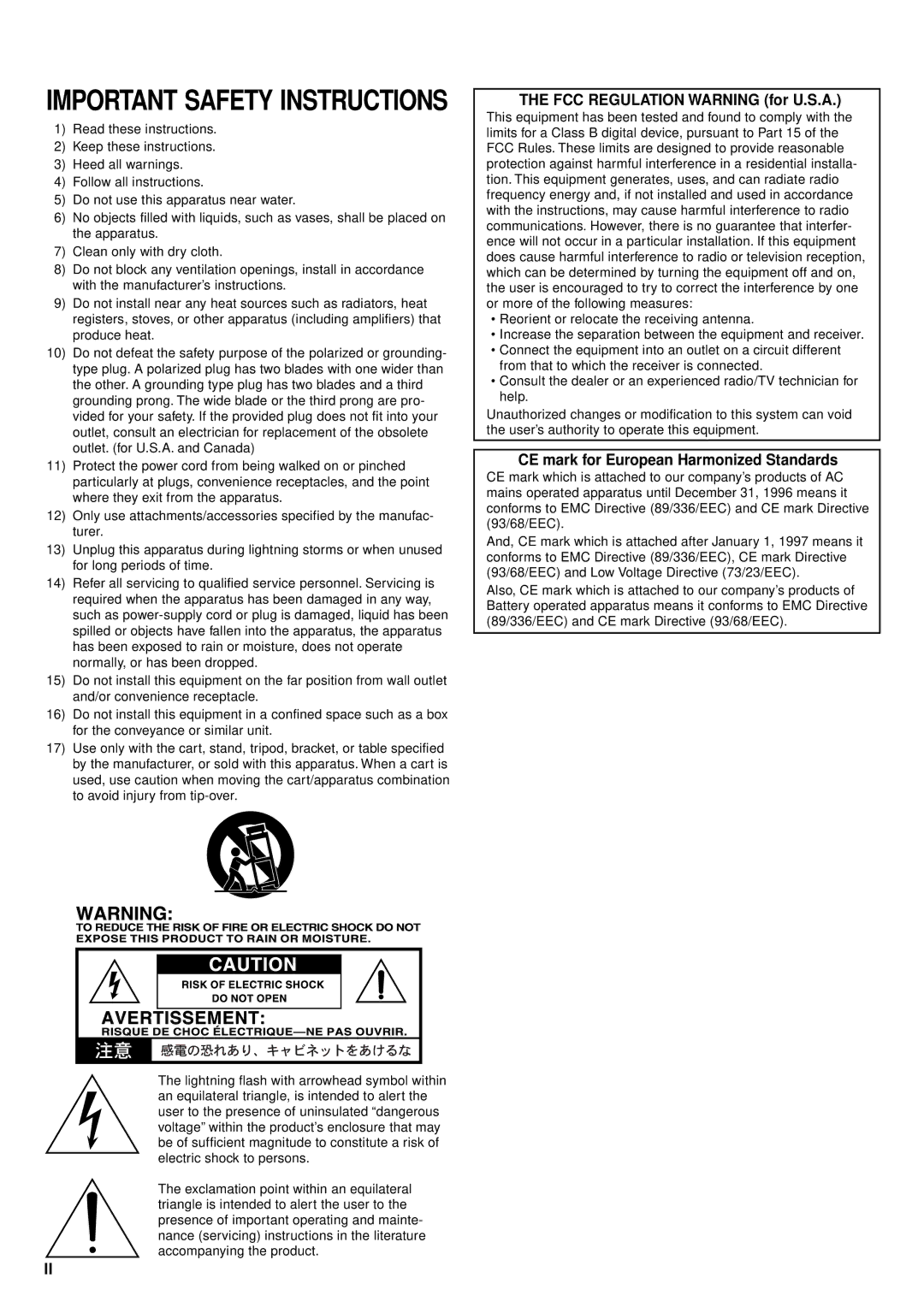 Korg BX-3 manual FCC Regulation Warning for U.S.A, CE mark for European Harmonized Standards 