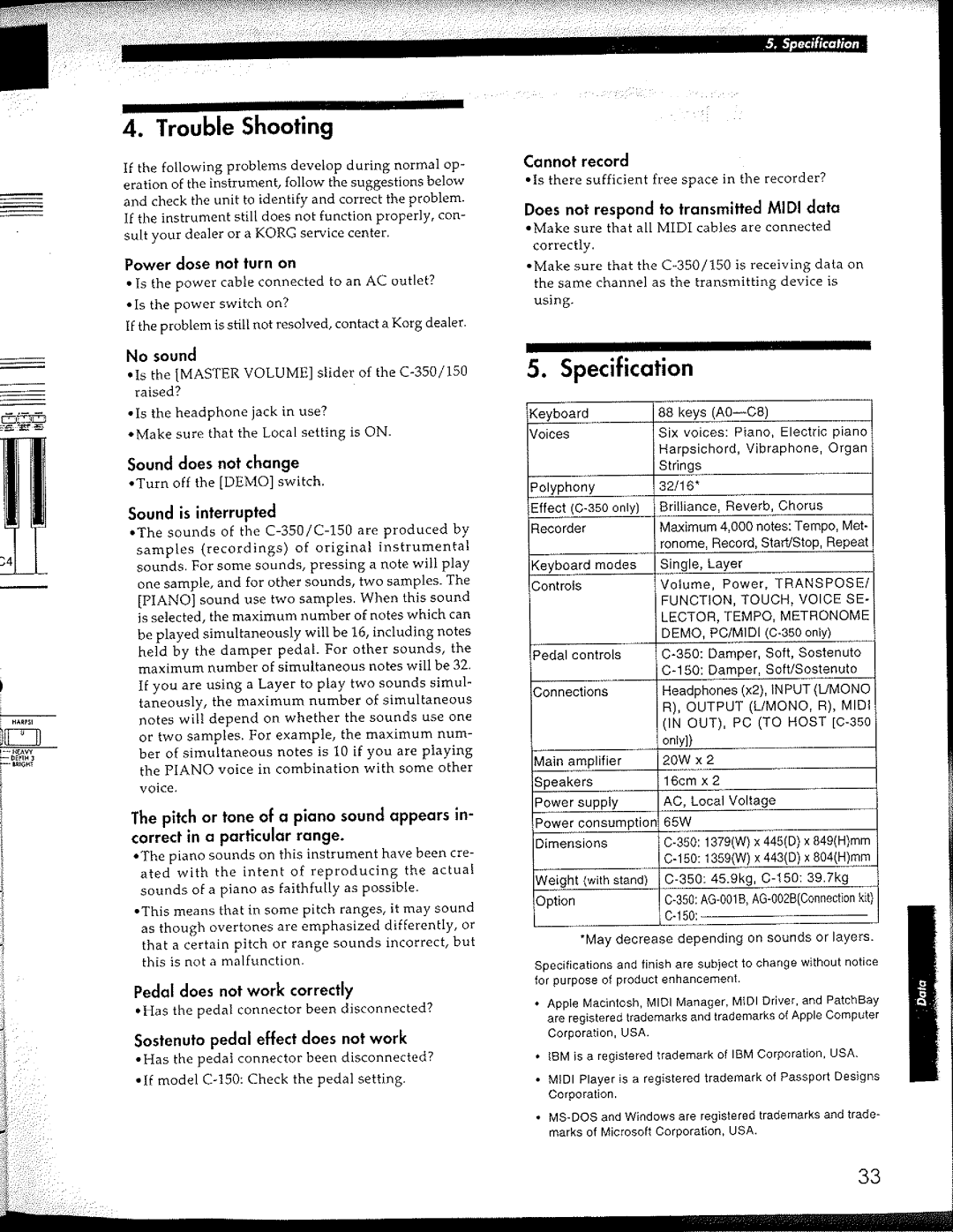 Korg C-150, C-350 manual 