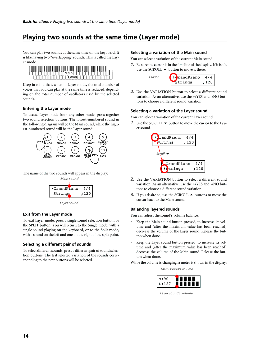 Korg C-720 user manual Playing two sounds at the same time Layer mode 