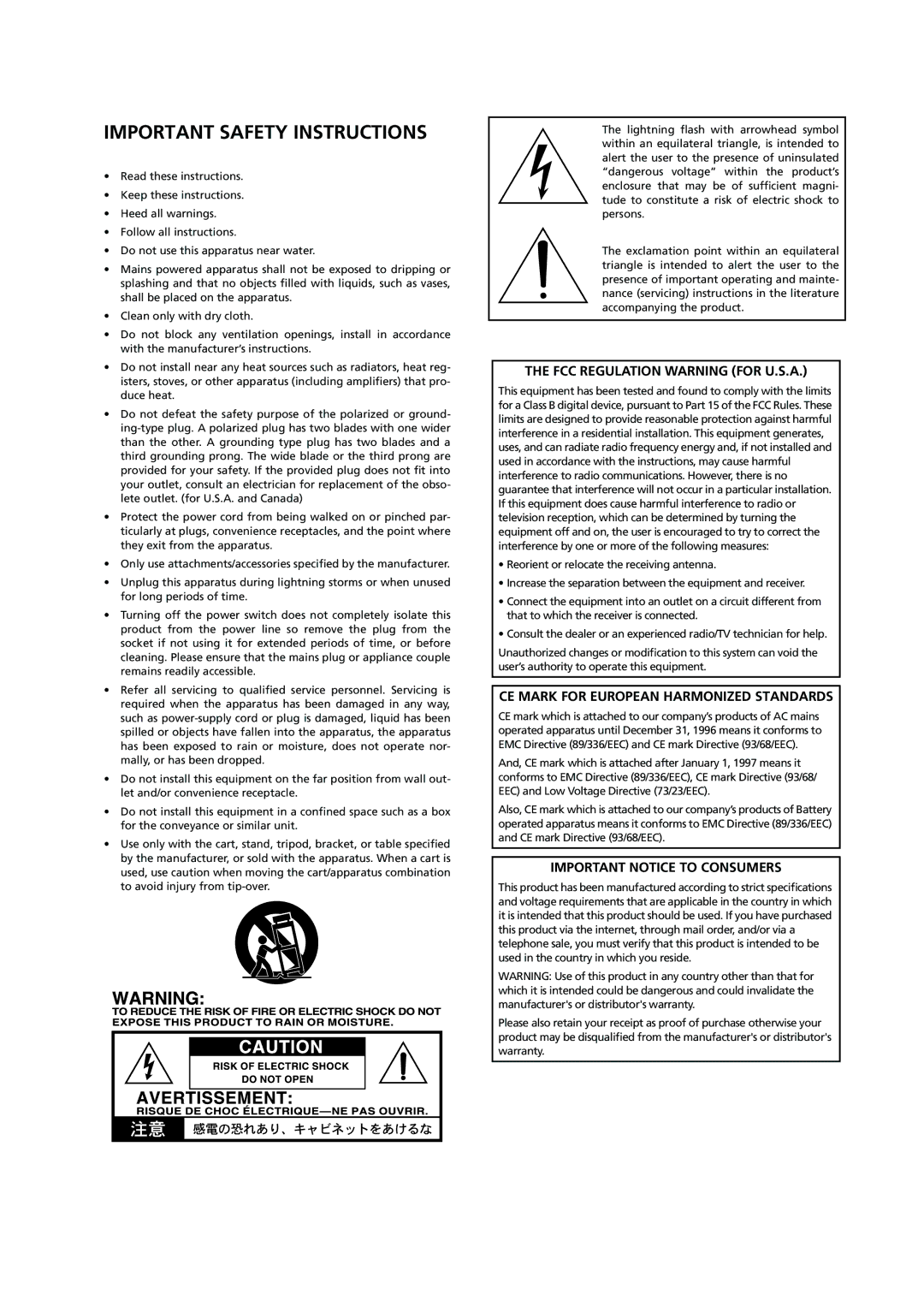 Korg C-720 user manual Important Safety Instructions 