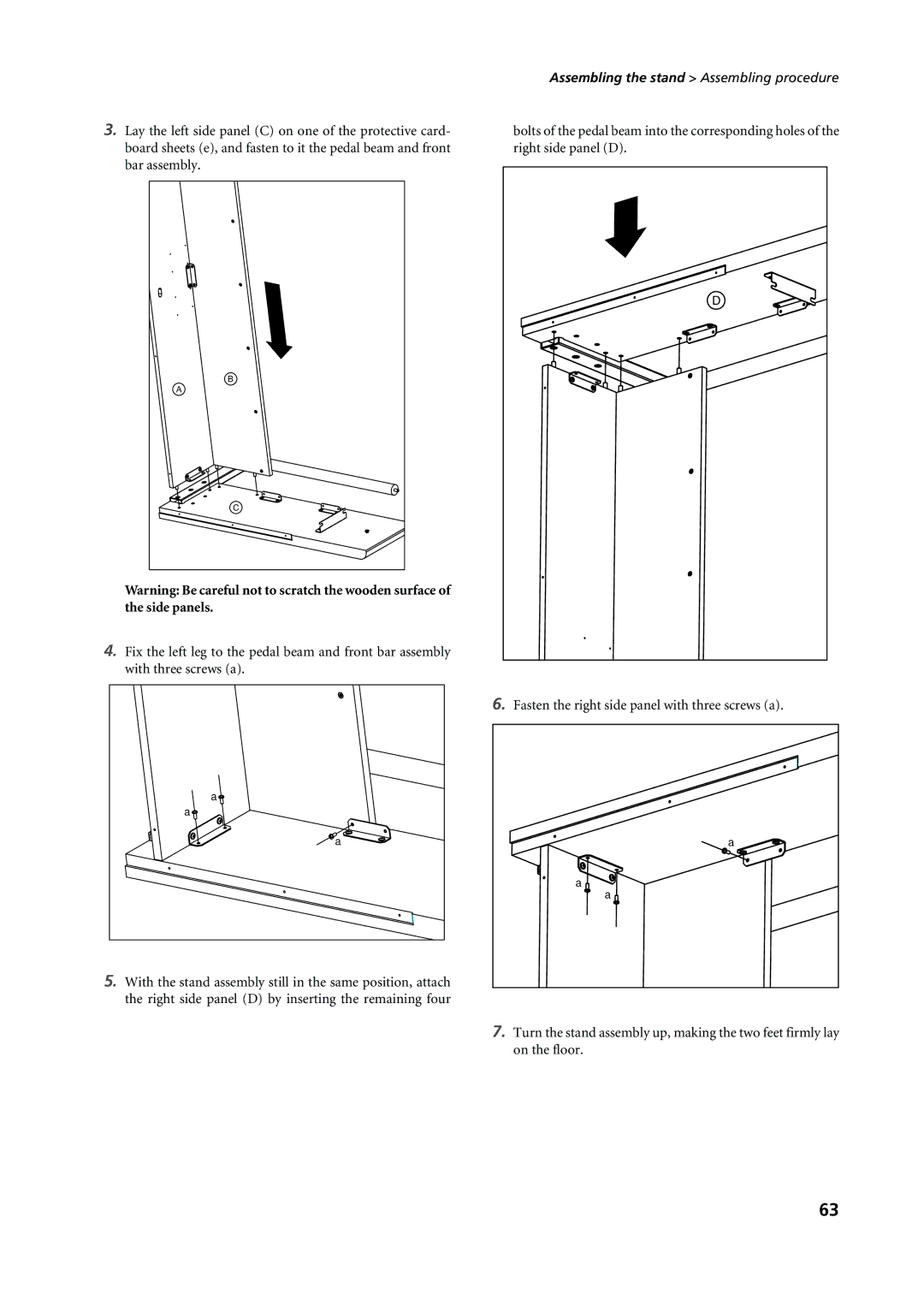 Korg C-720 user manual Assembling the stand Assembling procedure 