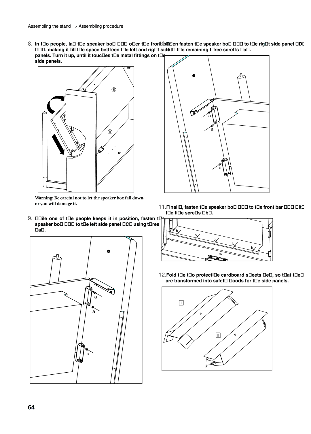 Korg C-720 user manual Assembling the stand Assembling procedure 