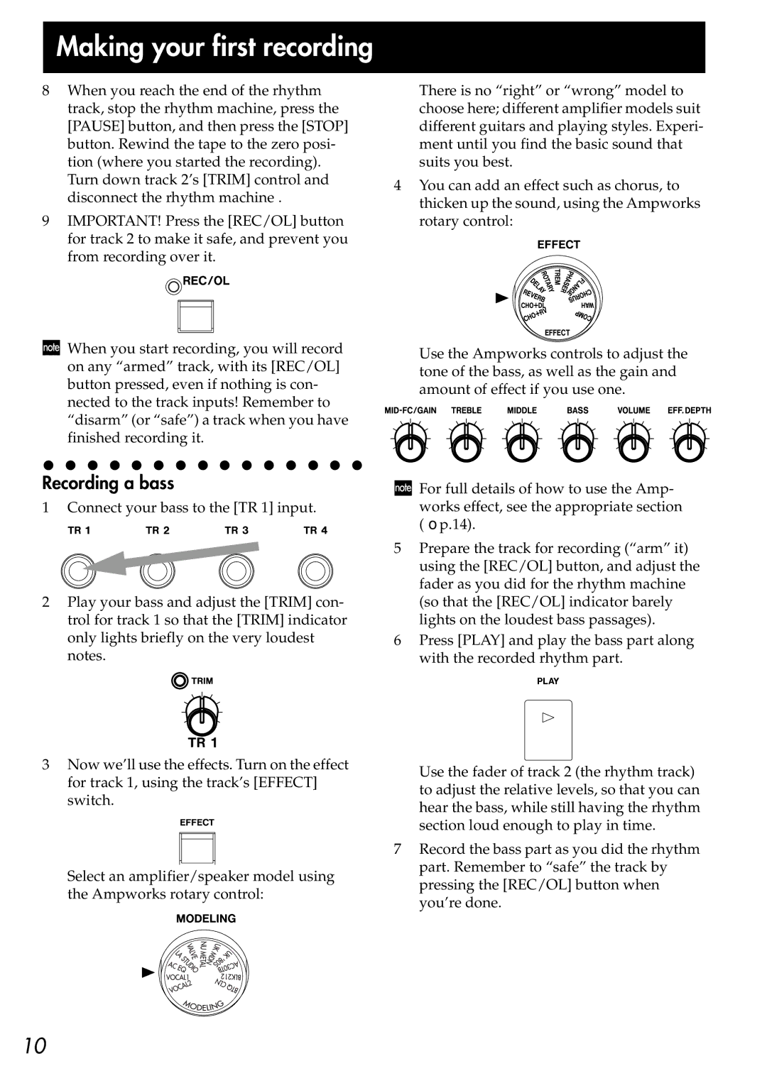 Korg CR-4 owner manual Recording a bass 