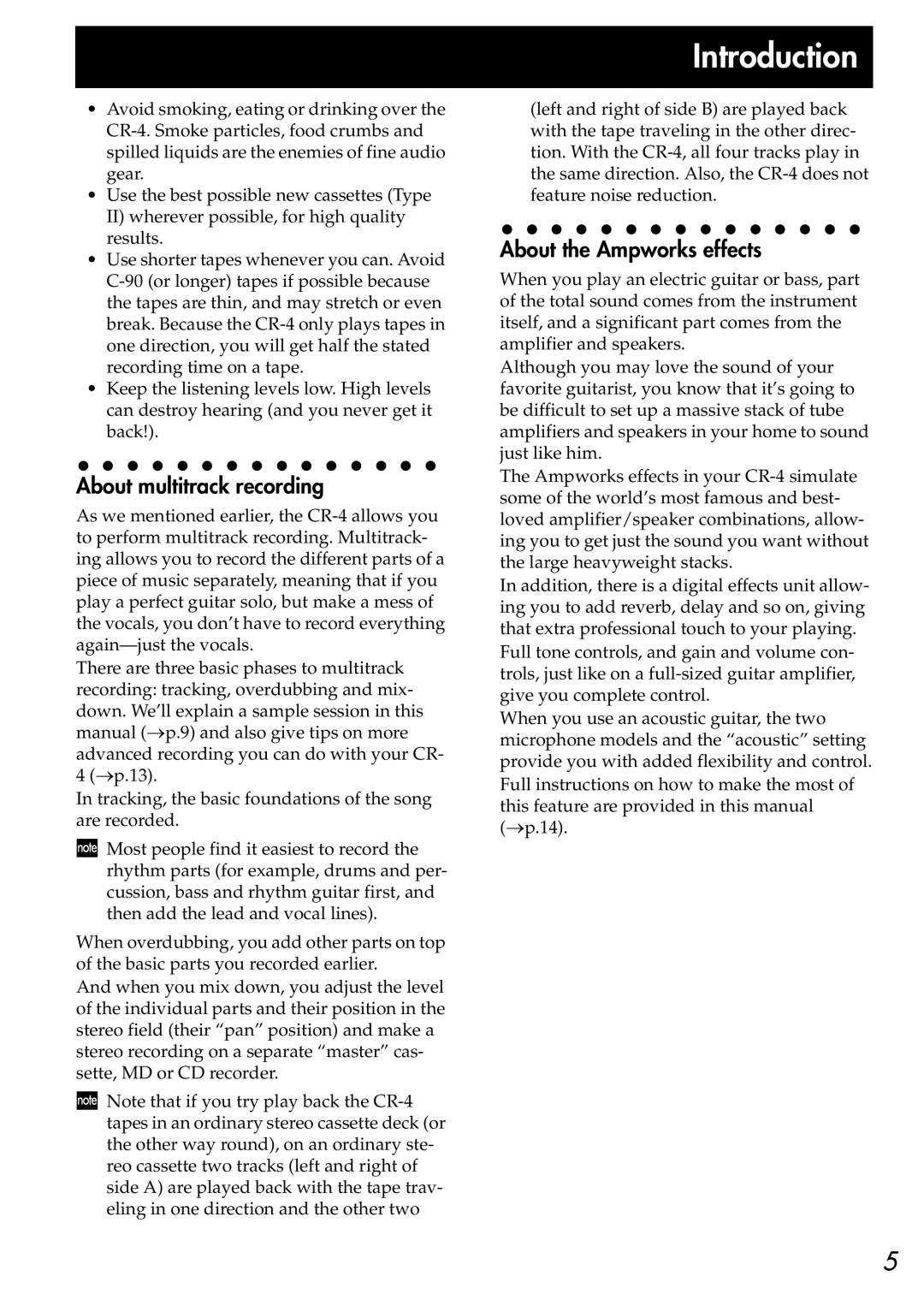 Korg CR-4 owner manual Introduction, About multitrack recording, About the Ampworks effects 