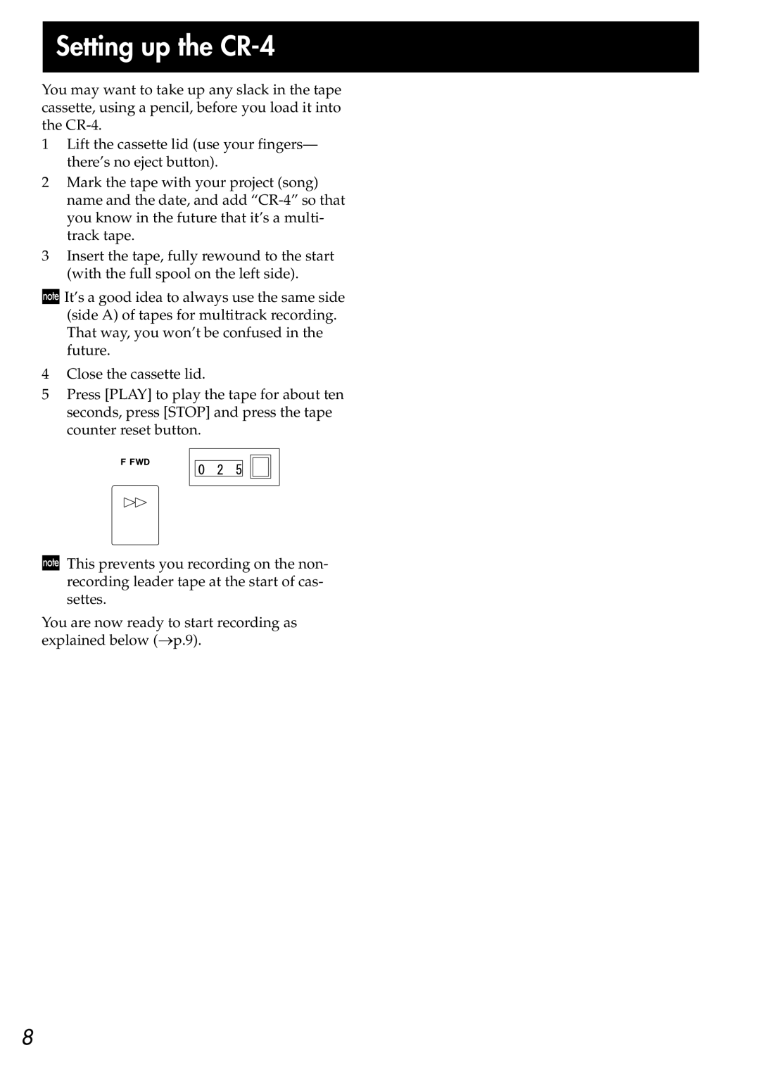 Korg owner manual Setting up the CR-4 