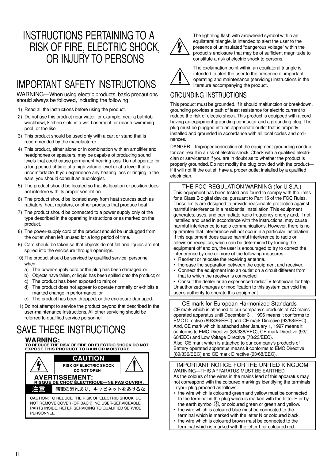 Korg CX-3 owner manual FCC Regulation Warning for U.S.A, CE mark for European Harmonized Standards 