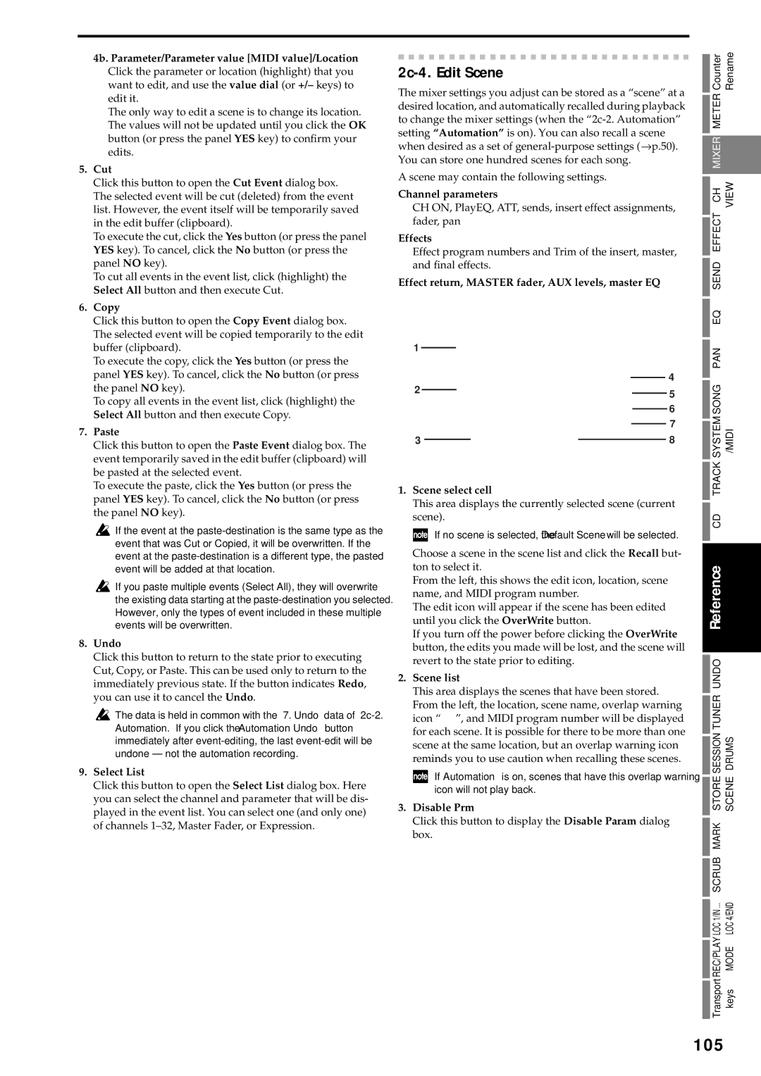 Korg D3200 owner manual 105, 2c-4. Edit Scene 