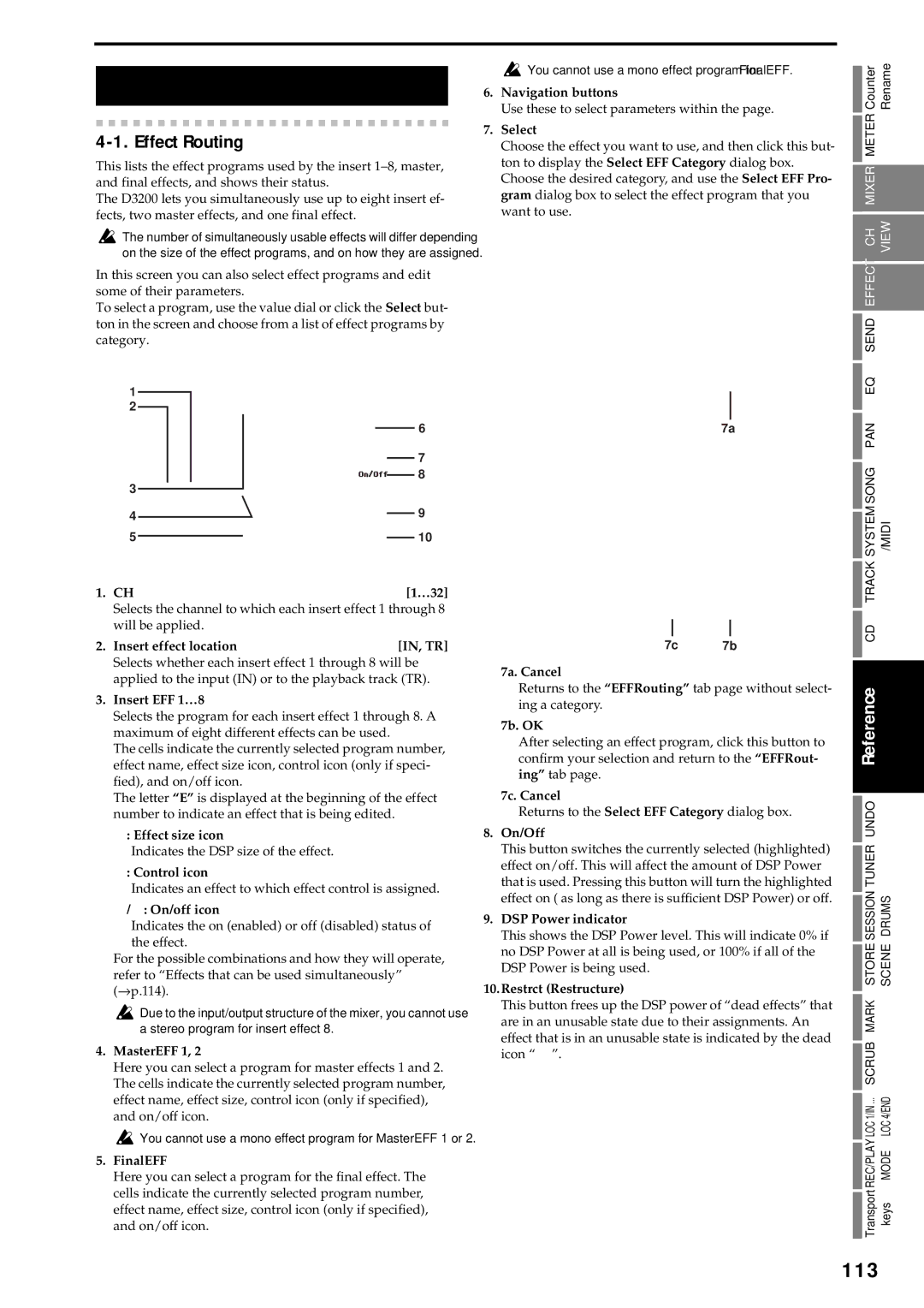 Korg D3200 owner manual 113, Effect Routing 