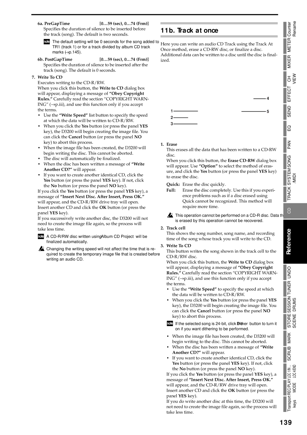 Korg D3200 owner manual 11b. Track at once, 139 