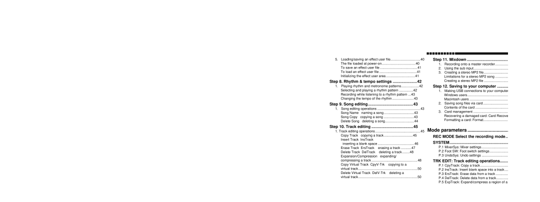 Korg D4 owner manual Mode parameters 