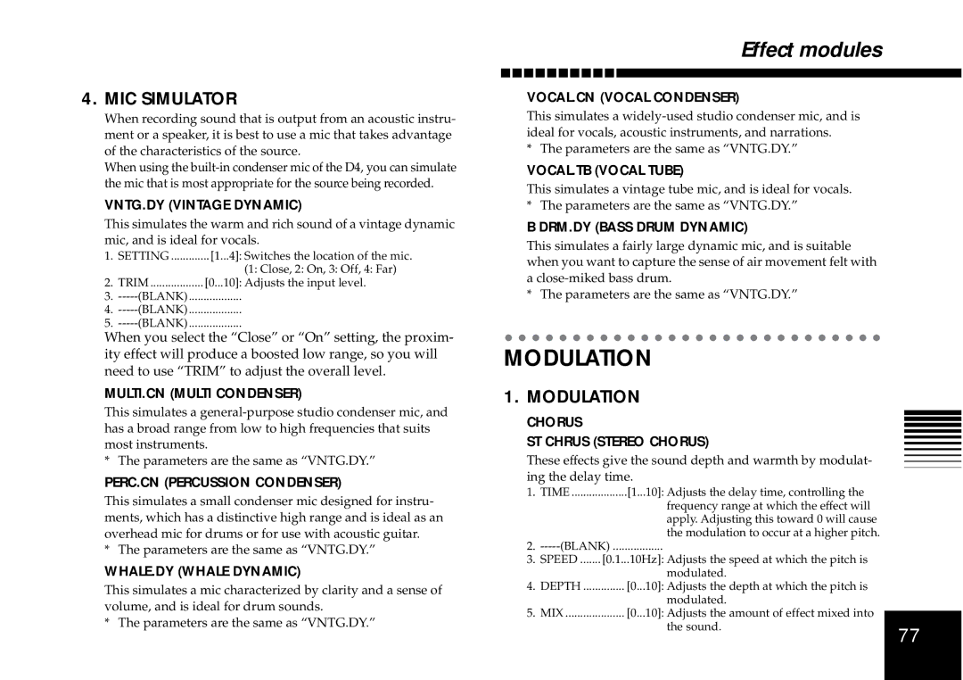 Korg D4 owner manual Modulation 