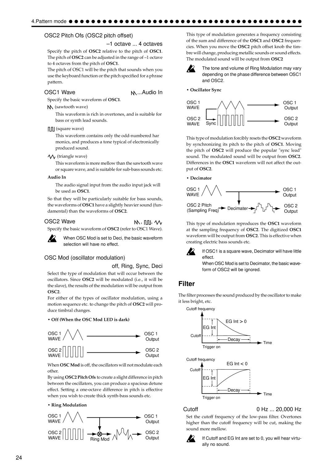 Korg EA-1 manual Filter 