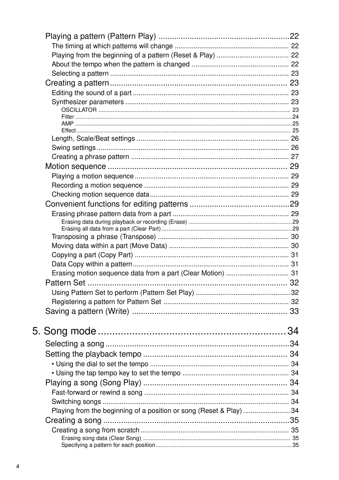 Korg EA-1 manual Song mode 