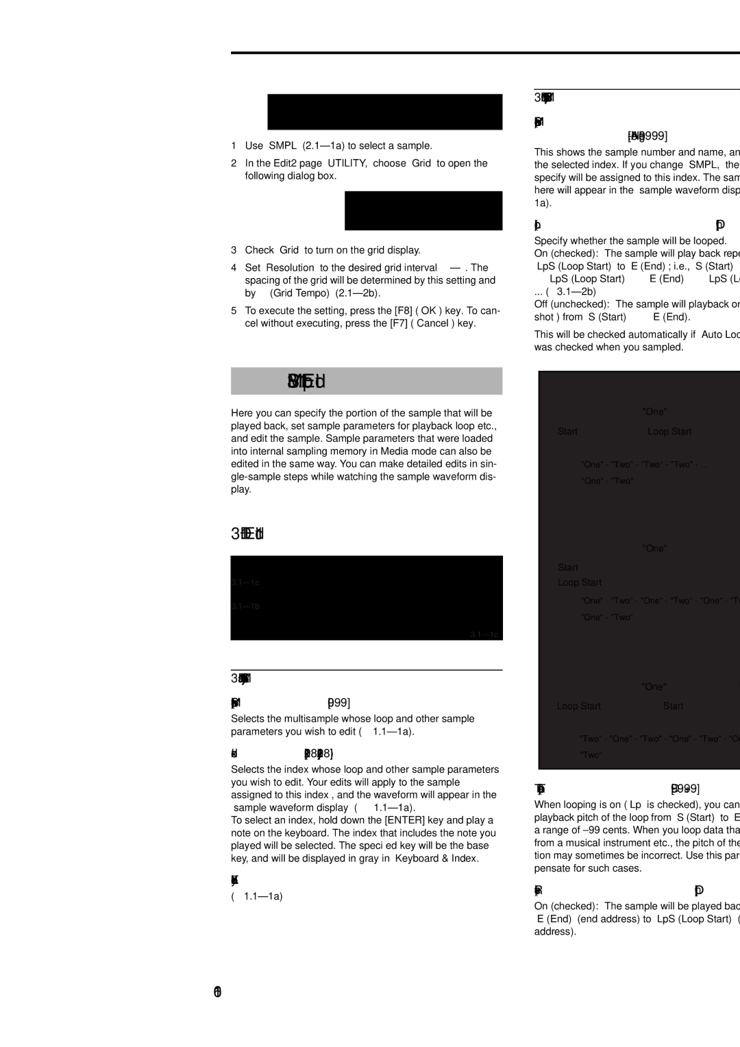 Korg Electric Keyboard manual Smpl 3.1 Loop Edit, 106, 1a MS, Index, Keyboard&Index, 1b SMPL, Lp, Tune, Rev 