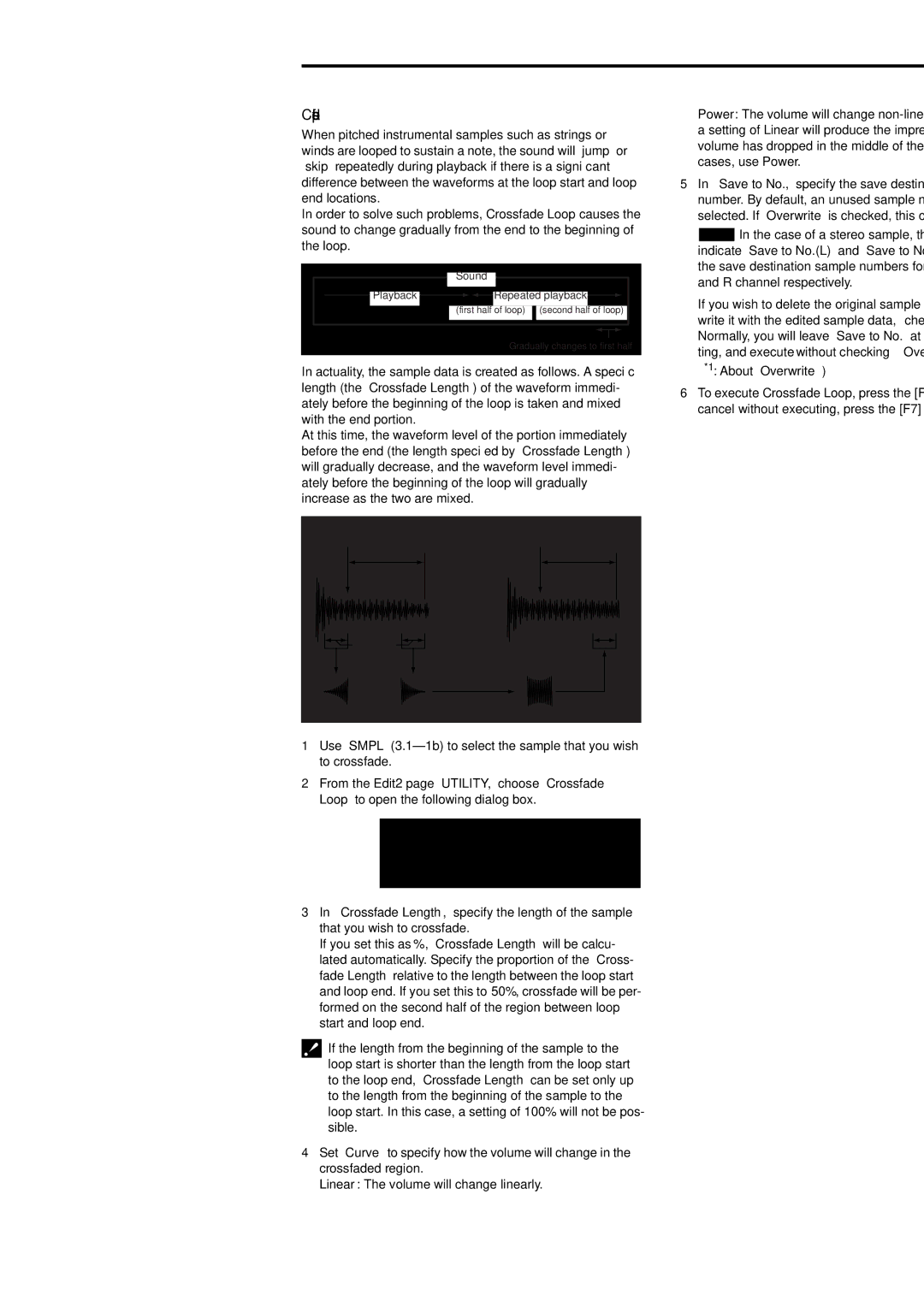 Korg Electric Keyboard manual 115, Crossfade Loop 