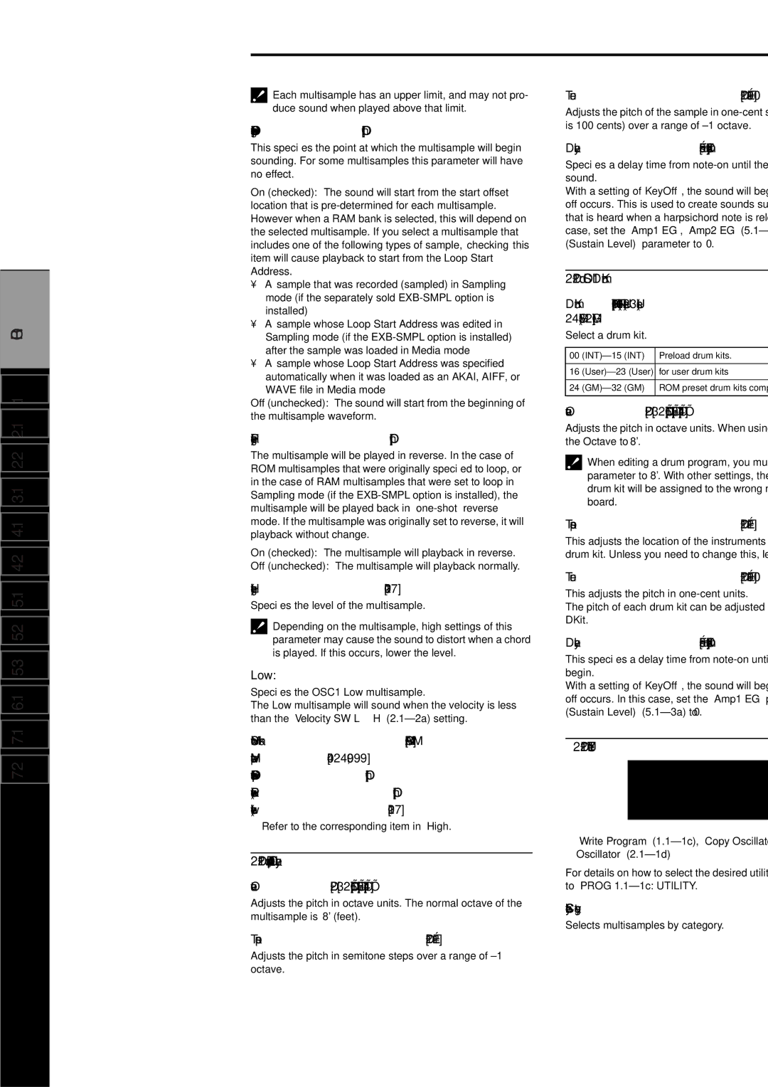 Korg Electric Keyboard manual 2c Octave, Transpose, Tune, Delay, 2d OSC1 Drum Kit, 2e. Utility 