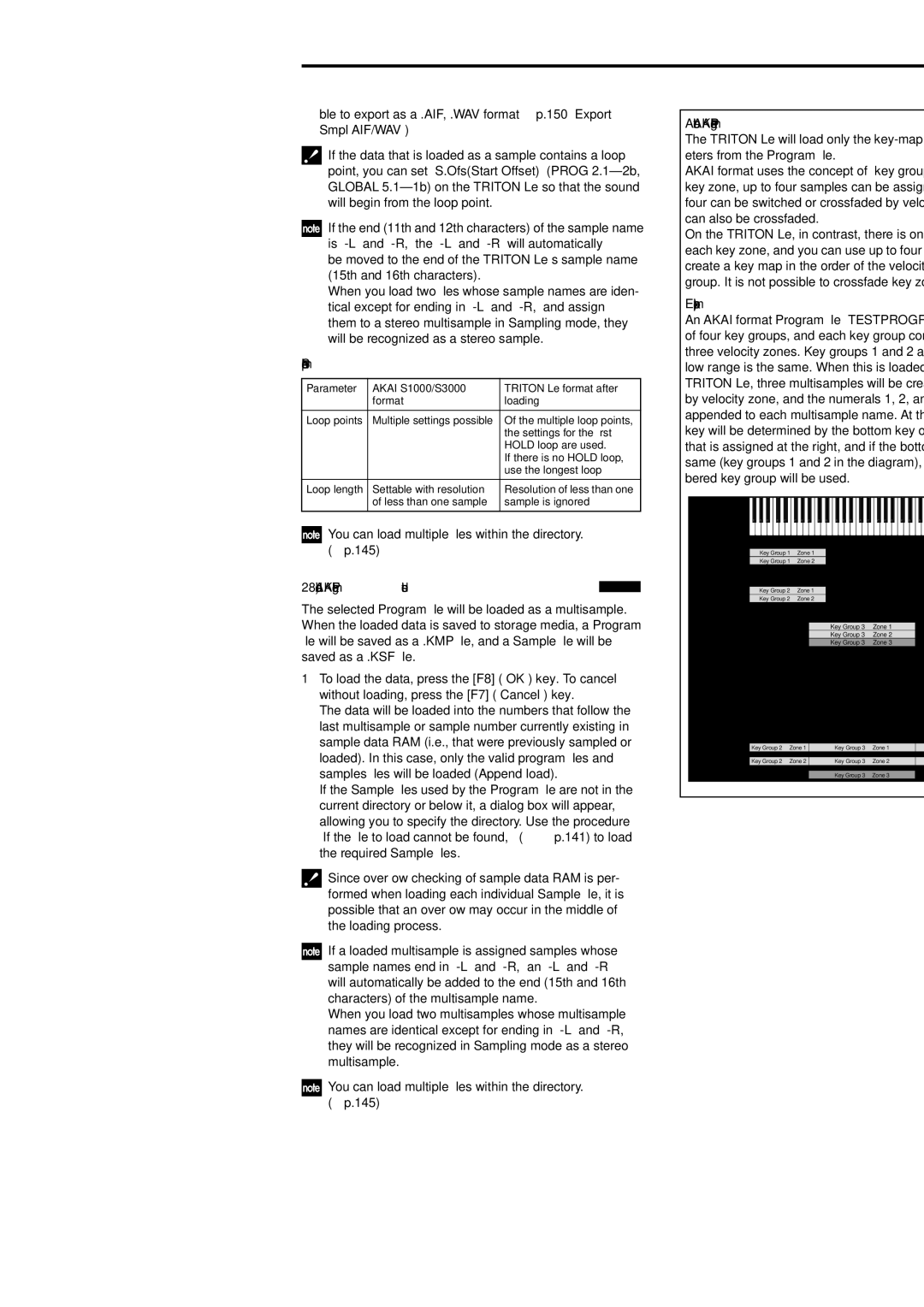 Korg Electric Keyboard manual 147, Sample ﬁles, About Akai Program ﬁles, Load Akai Program File 