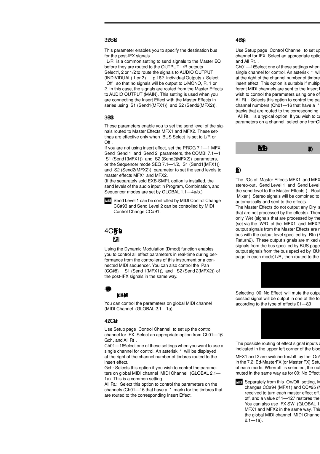 Korg Electric Keyboard manual Master Effects MFX1, Controlling the Insert Effects via, 159 