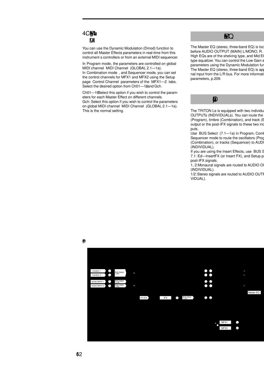 Korg Electric Keyboard manual Master EQ, Individual Outputs, Controlling the Master Effects via, 162 