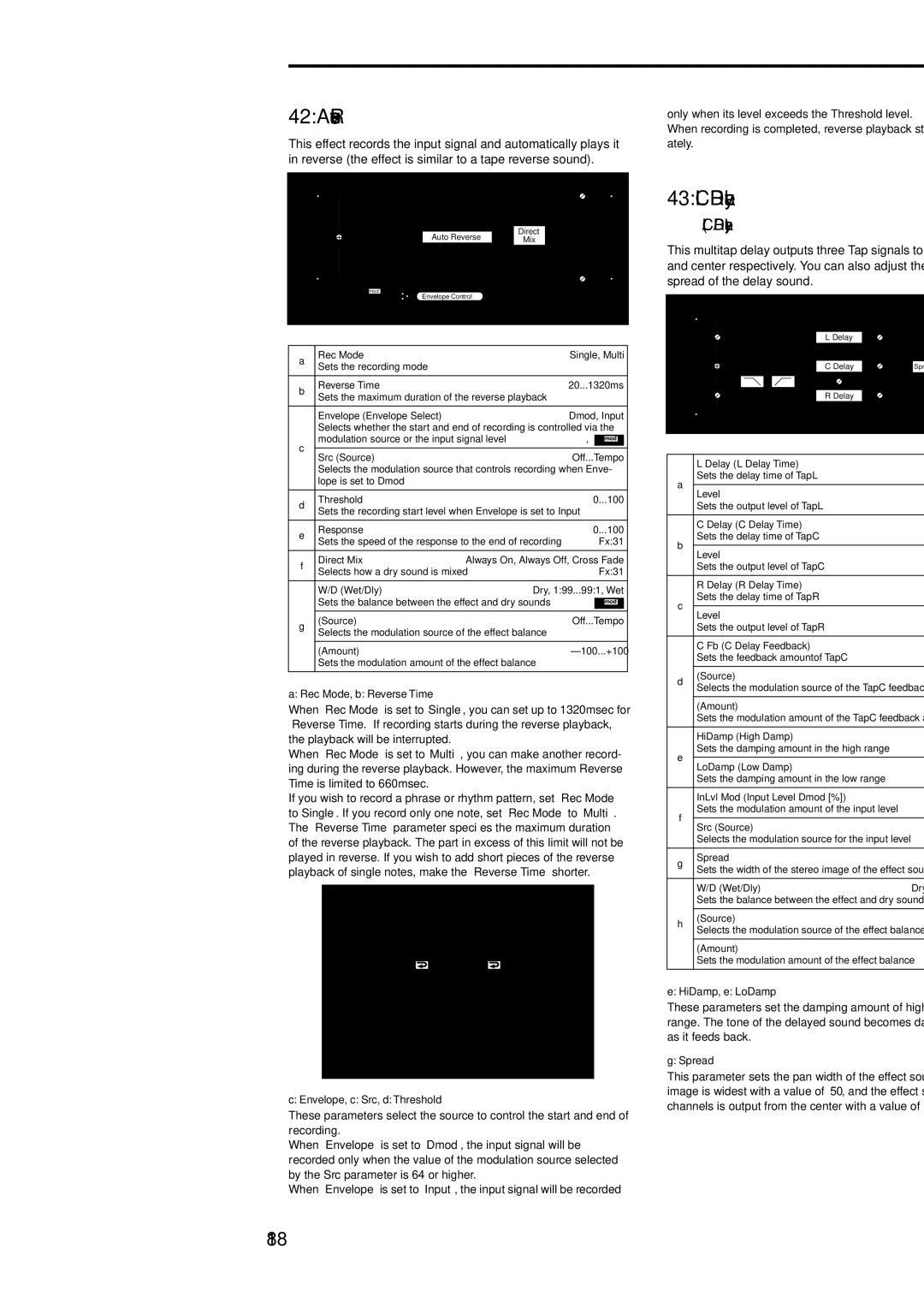 Korg Electric Keyboard manual Auto Reverse, LCR Delay, 188 