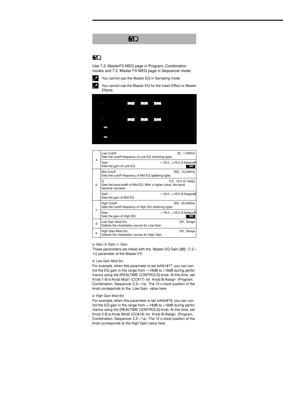 Korg Electric Keyboard manual Master EQ, 209 