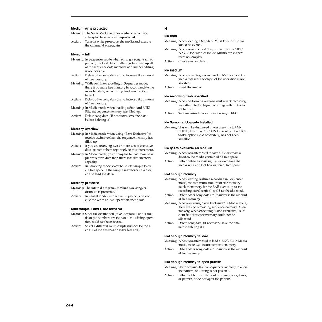 Korg Electric Keyboard manual 244 