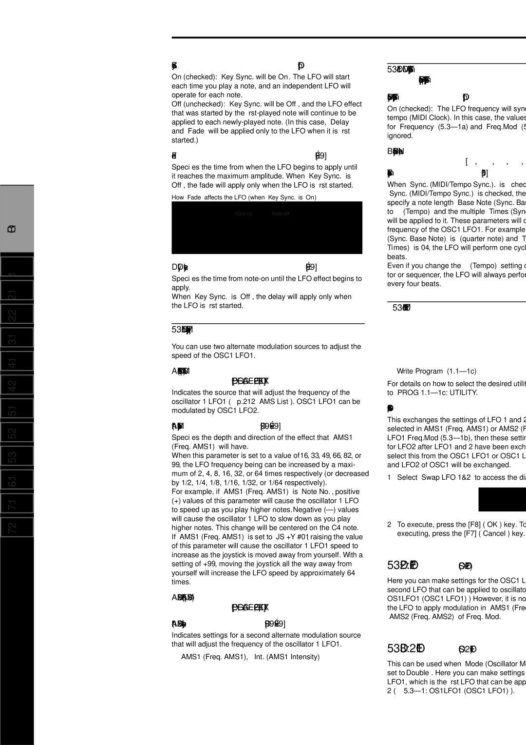 Korg Electric Keyboard manual 2 1LFO2 OSC1 LFO2, 3 2LFO1 OSC2 LFO1, 1b Freq.Mod Frequency Modulation 