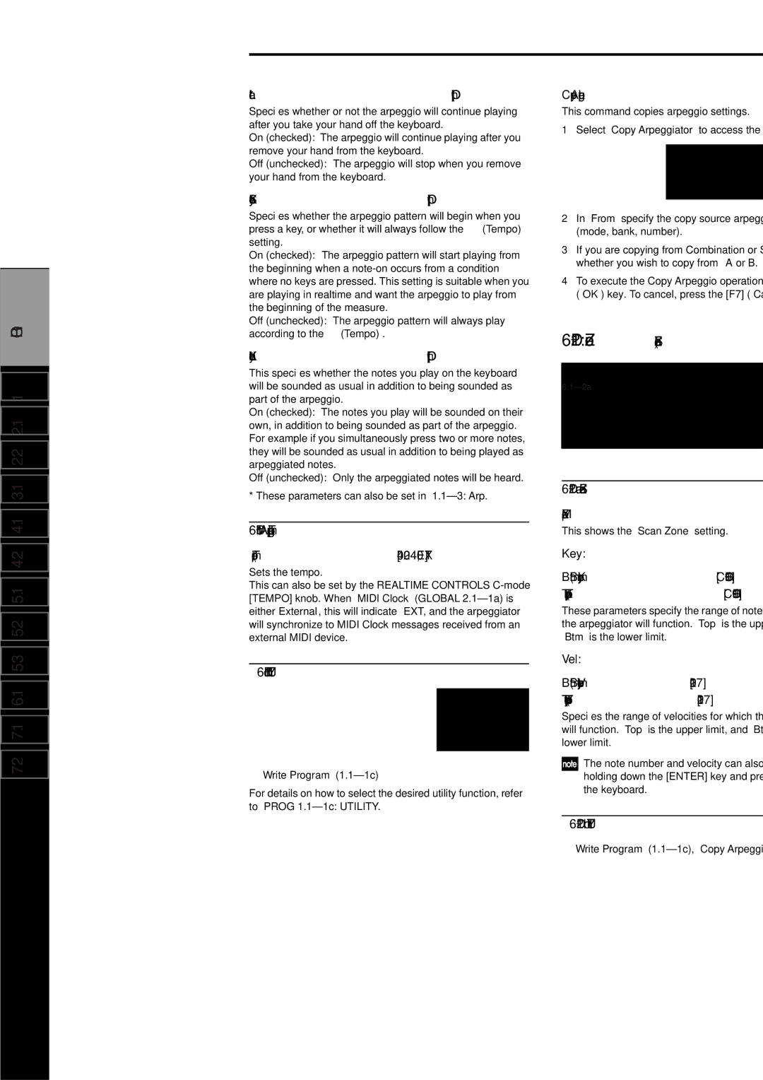 Korg Electric Keyboard manual Zone Scan Zone, 1b Arpeggiator Tempo, 2a Scan Zone 