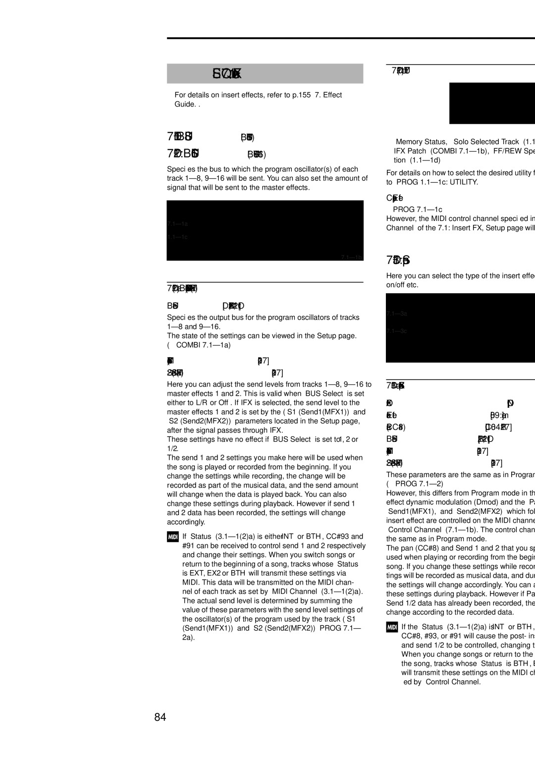 Korg Electric Keyboard manual SEQ 7.1 Insert FX, 1 BUS..8 BUS T01...08 2 BUS..16 BUS T09...16, 3a Insert FX Setup 