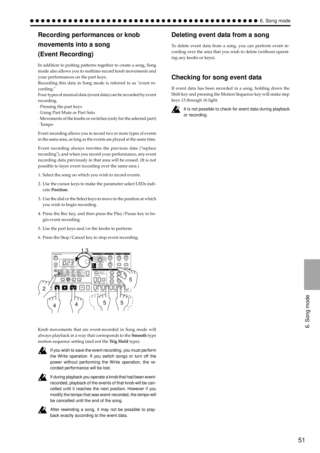 Korg ES-1 manual Deleting event data from a song, Checking for song event data 