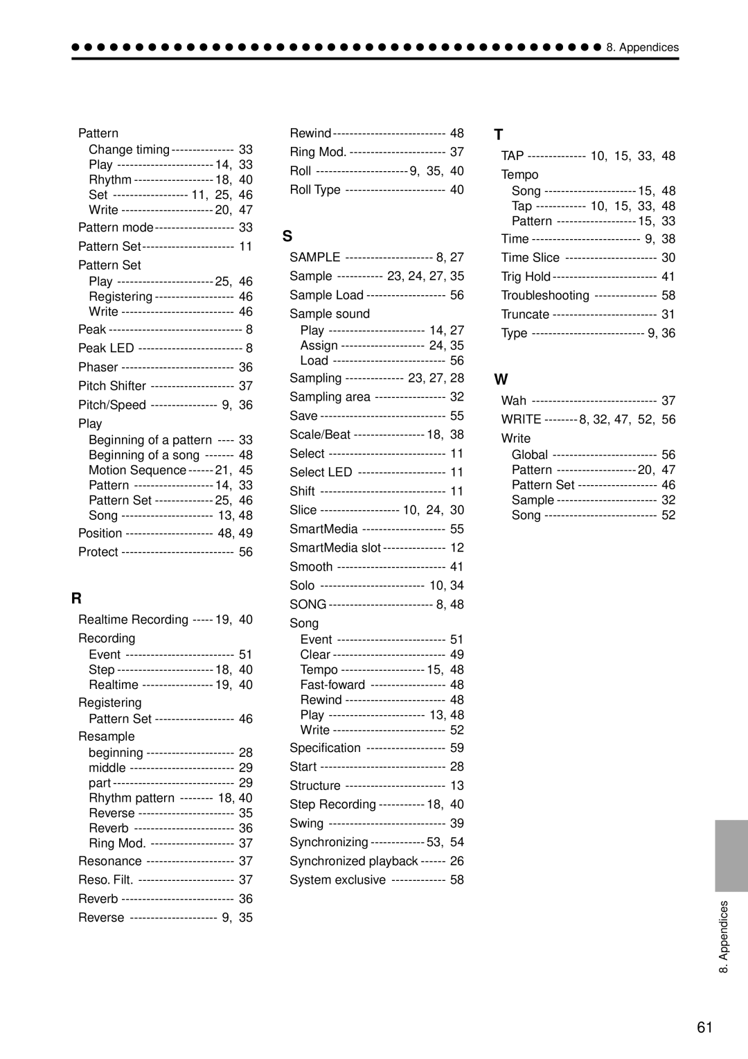 Korg ES-1 Play Rhythm Set 11, 25 Write, Pattern Set Play, Pitch/Speed Play Beginning of a pattern, Realtime Recording 