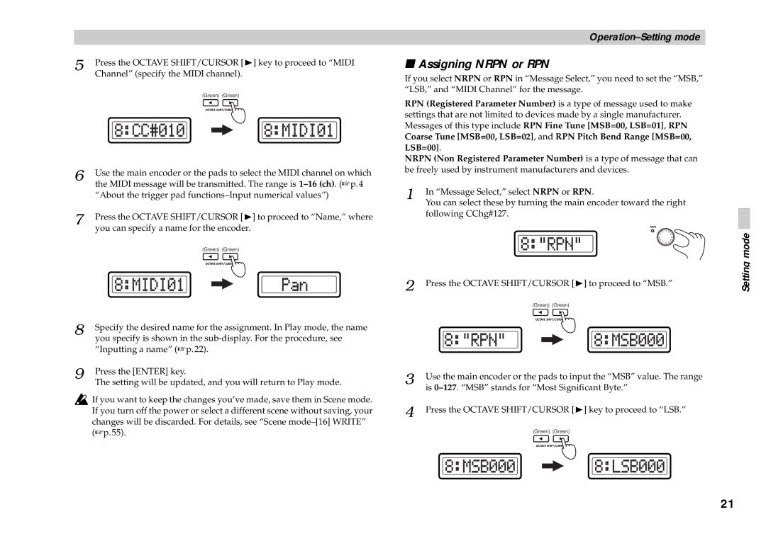 Korg KONTROL49 owner manual Assigning Nrpn or RPN 