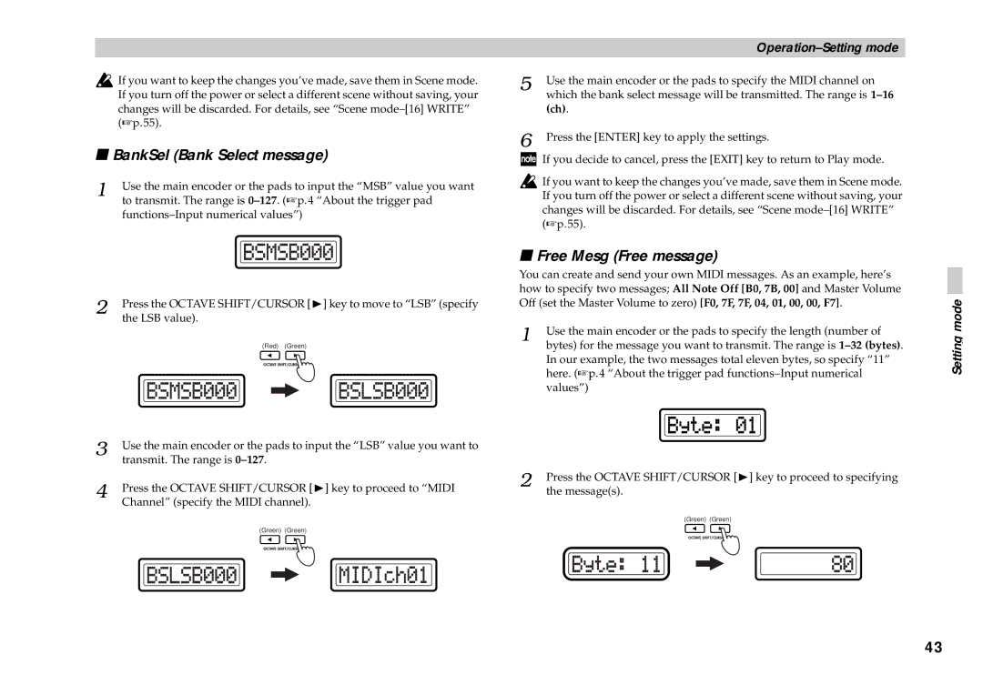 Korg KONTROL49 owner manual BankSel Bank Select message 