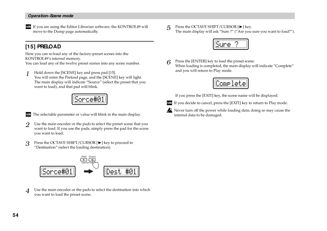 Korg KONTROL49 owner manual Preload 