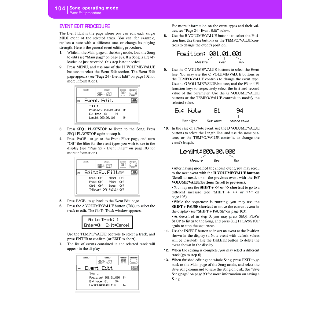 Korg KORG Pa50 user manual Ev Note 