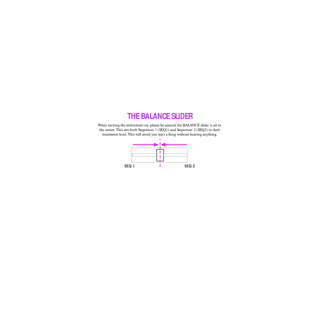 Korg KORG Pa50 user manual Balance Slider 