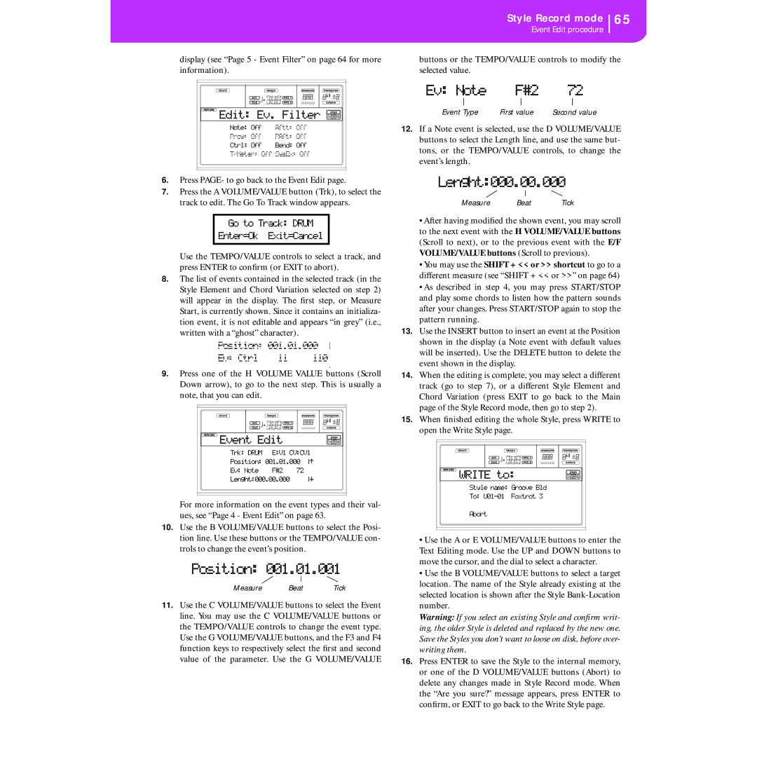 Korg KORG Pa50 user manual Position 