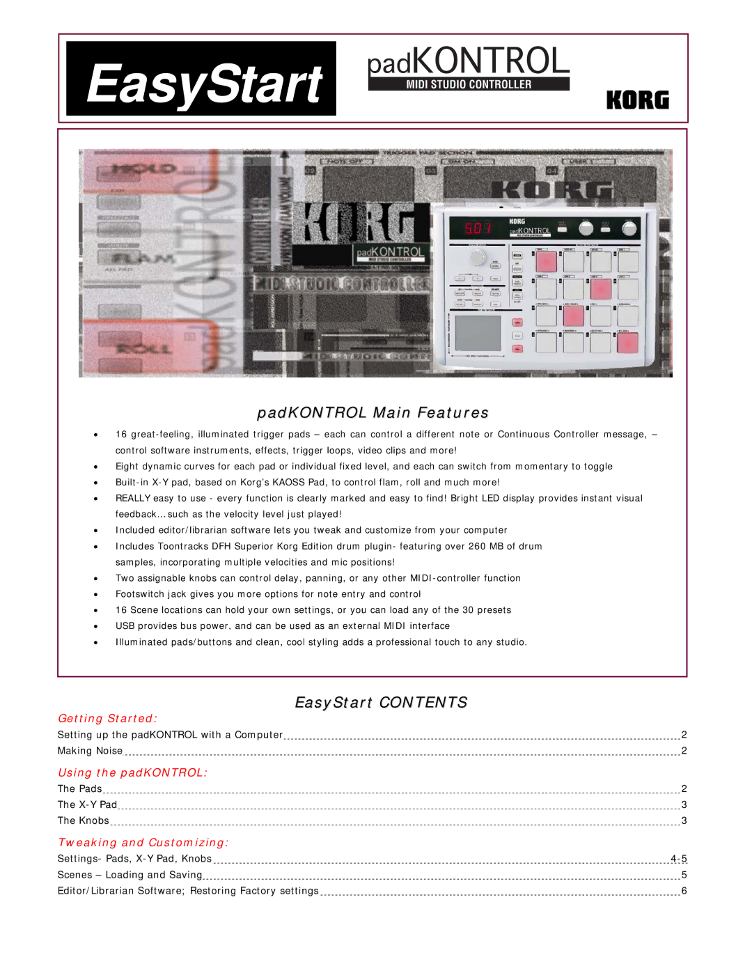 Korg krog manual PEasyStart 