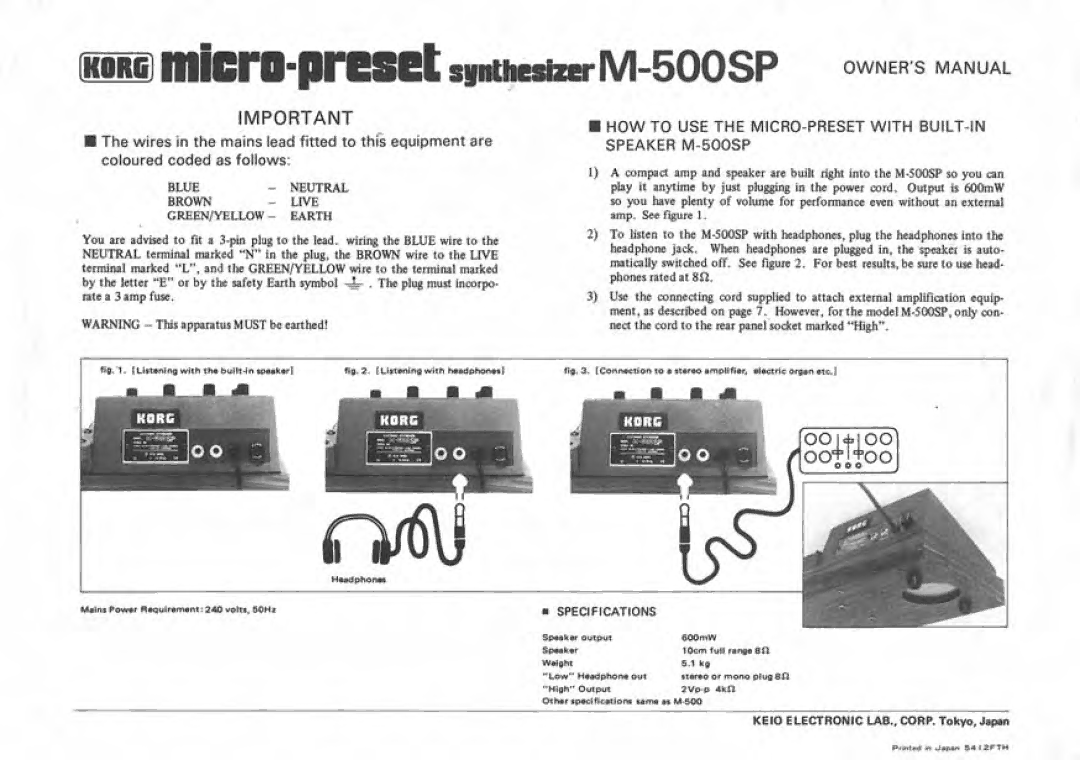 Korg M-500 manual 