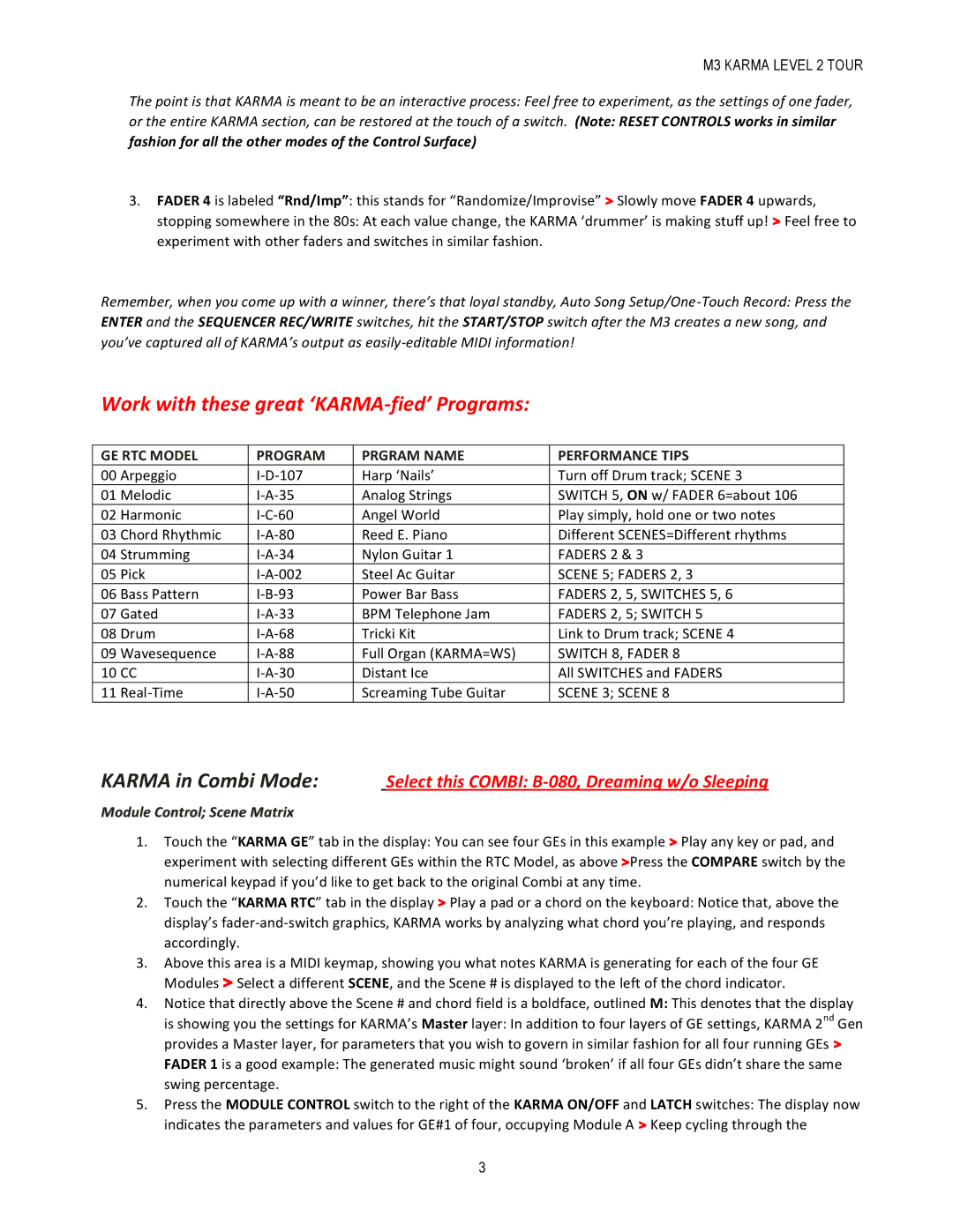 Korg M3 Tips manual Fashion for all the other modes of the Control Surface, Module Control Scene Matrix 