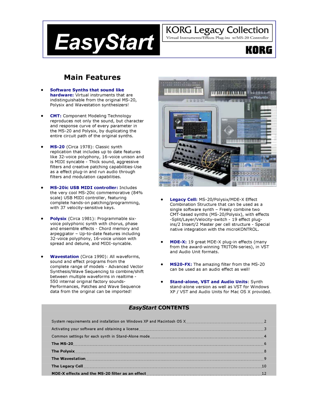 Korg MS-20 manual EasyStart 