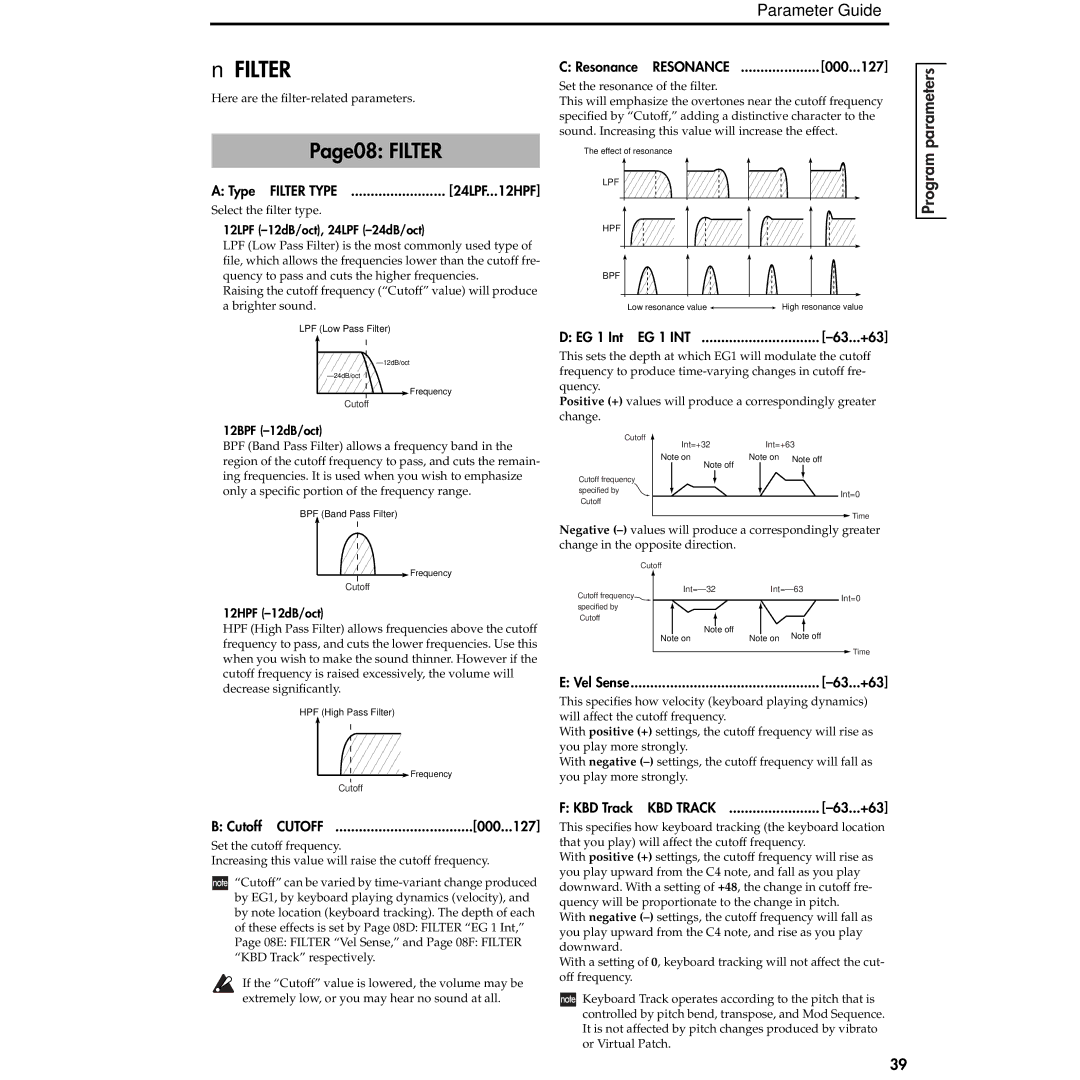 Korg MS2000R manual Page08 Filter 