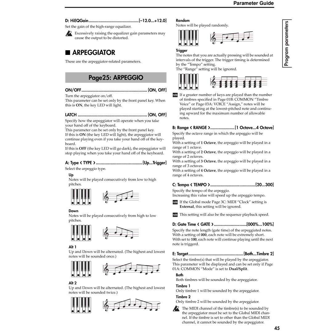 Korg MS2000R manual Arpeggiator, Page25 Arpeggio 