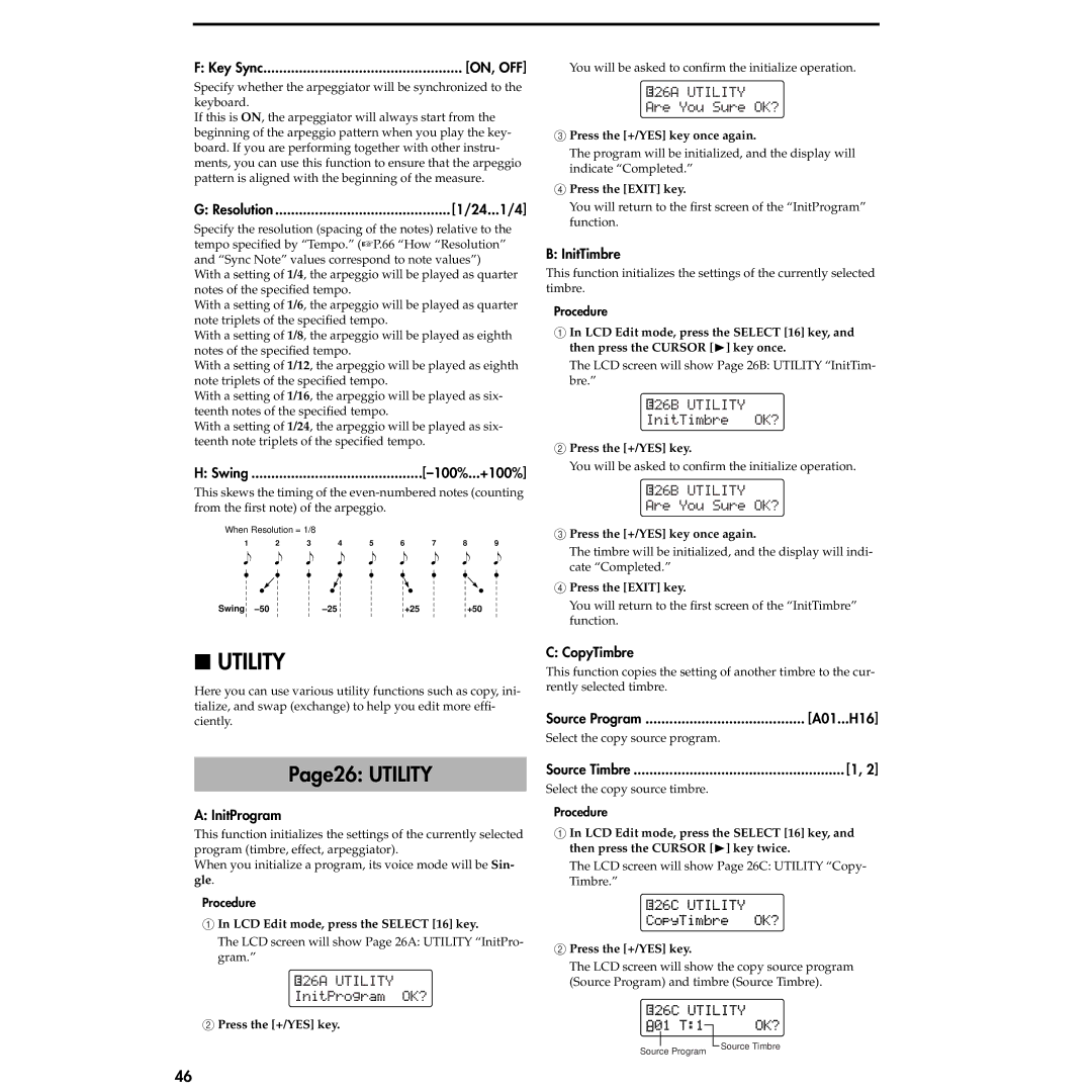 Korg MS2000R manual Page26 Utility 