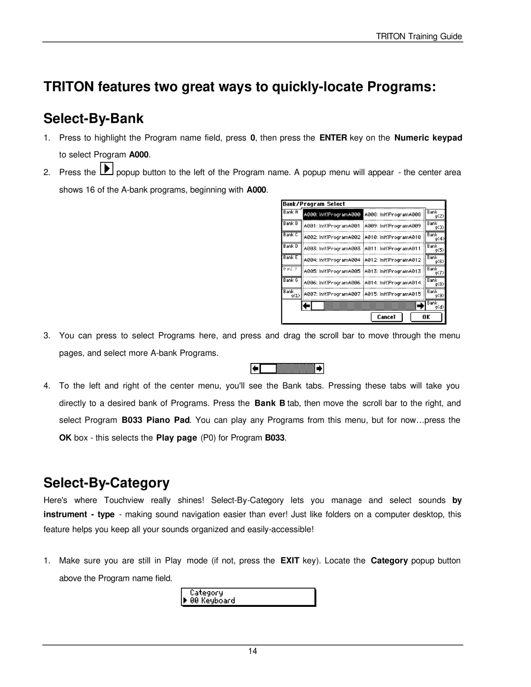 Korg Musical Instrument manual Select-By-Category 