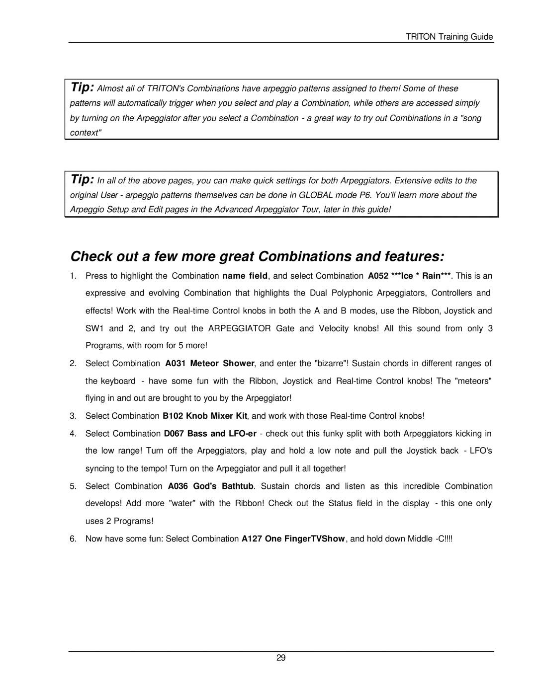 Korg Musical Instrument manual Check out a few more great Combinations and features 