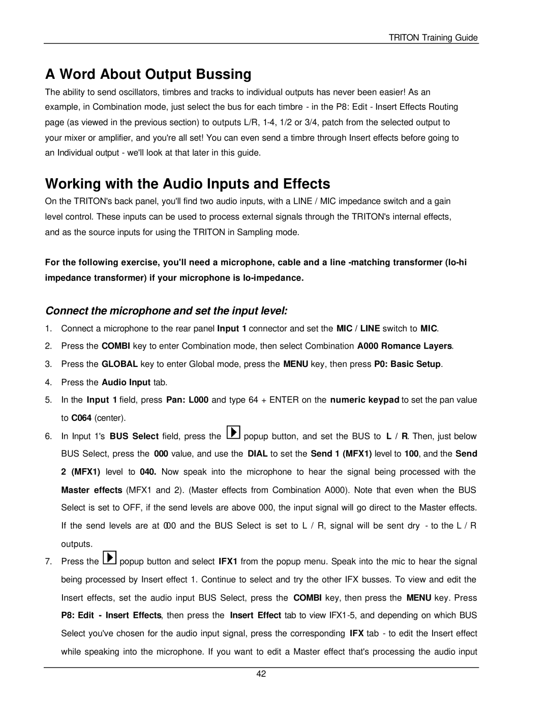 Korg Musical Instrument manual Word About Output Bussing, Working with the Audio Inputs and Effects 