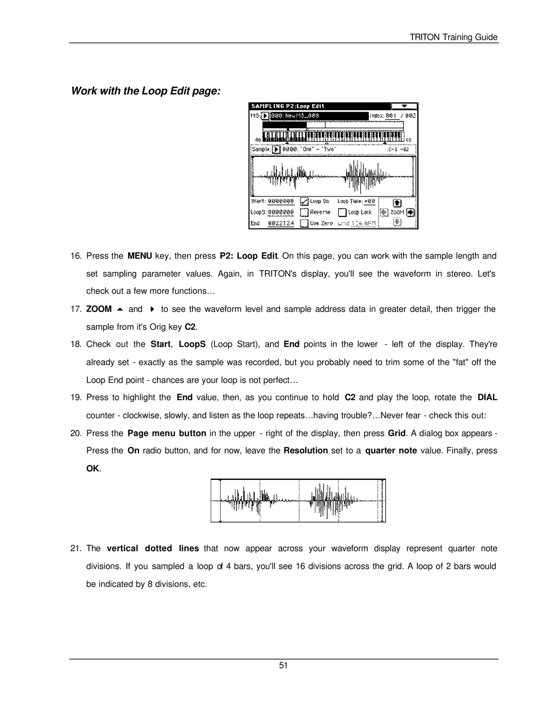 Korg Musical Instrument manual Work with the Loop Edit 